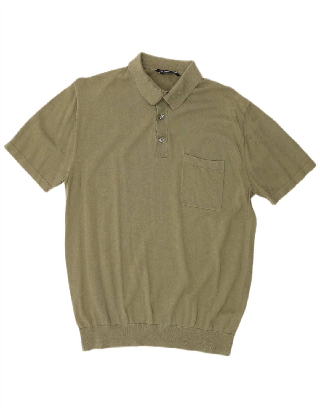 FRENCH CONNECTION Pulover pentru bărbați cu mânecă scurtă și gât polo, kaki mediu