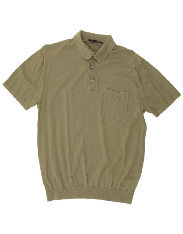 FRENCH CONNECTION Pulover pentru bărbați cu mânecă scurtă și gât polo, kaki mediu