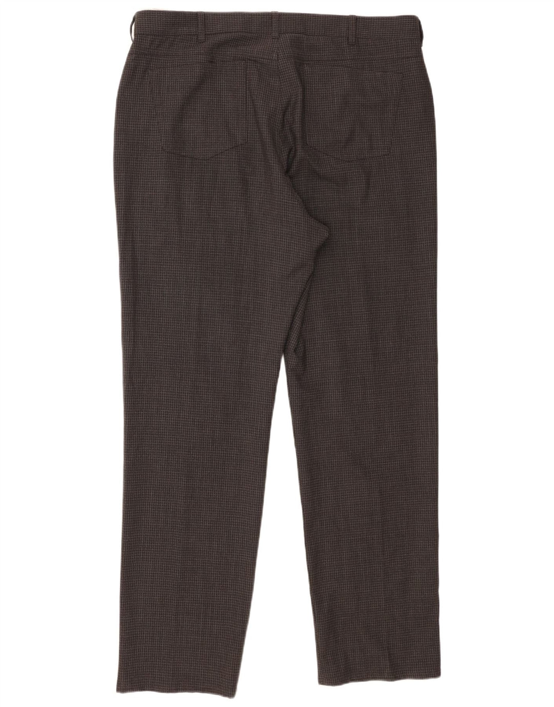 Pantaloni casual drepti pentru bărbați Marks & Spencer W38 L31 poliester cu carouri gri