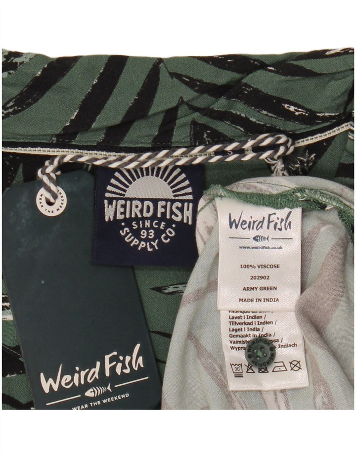 Cămașă cu mânecă scurtă pentru bărbați Weird Fish cu model abstract, viscoză mică, verde