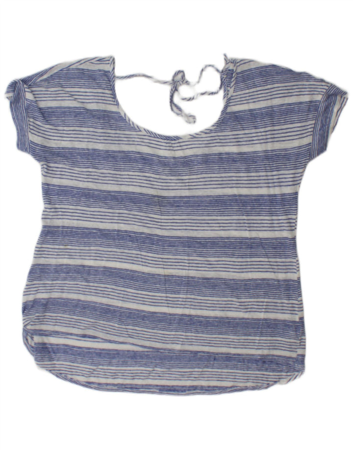Fat Face Bluză Femei Top UK 16 Large Blue Striped Linen