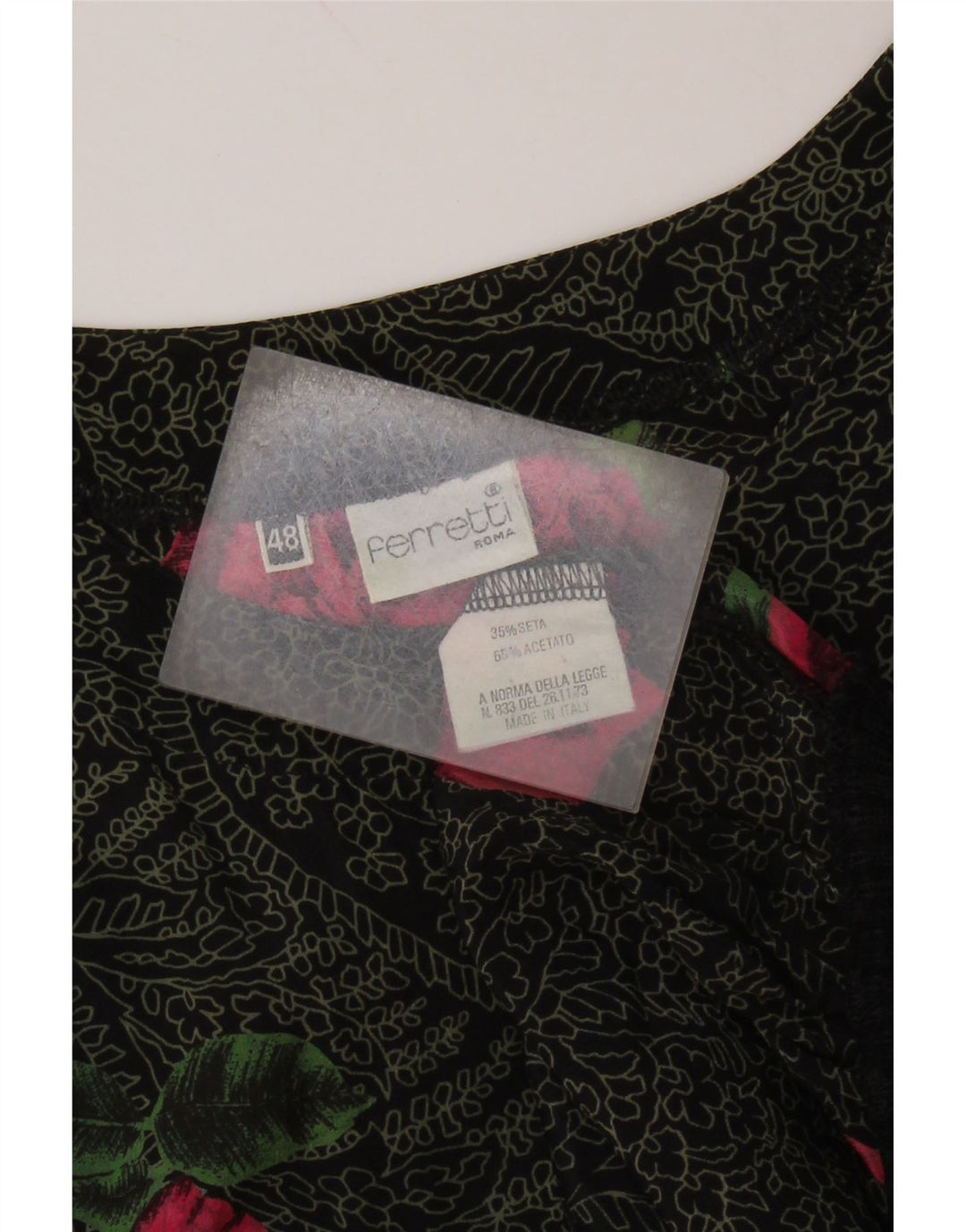 Bluză cu mânecă lungă pentru femei FERRETTI, top IT 48 XL, mătase florală neagră