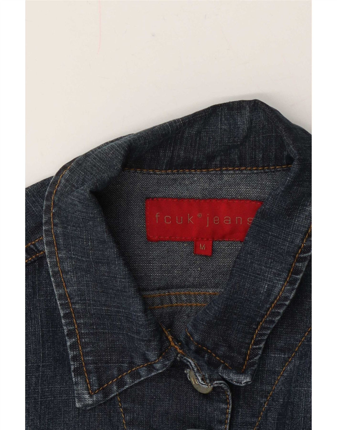 Fcuk Jachetă de denim crop pentru femei UK 12 Medium Blue
