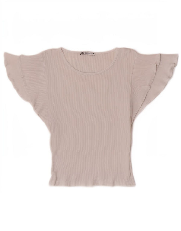 Bluză Zara pentru femei Crop Batwing Top UK 8 Small White Bumbac