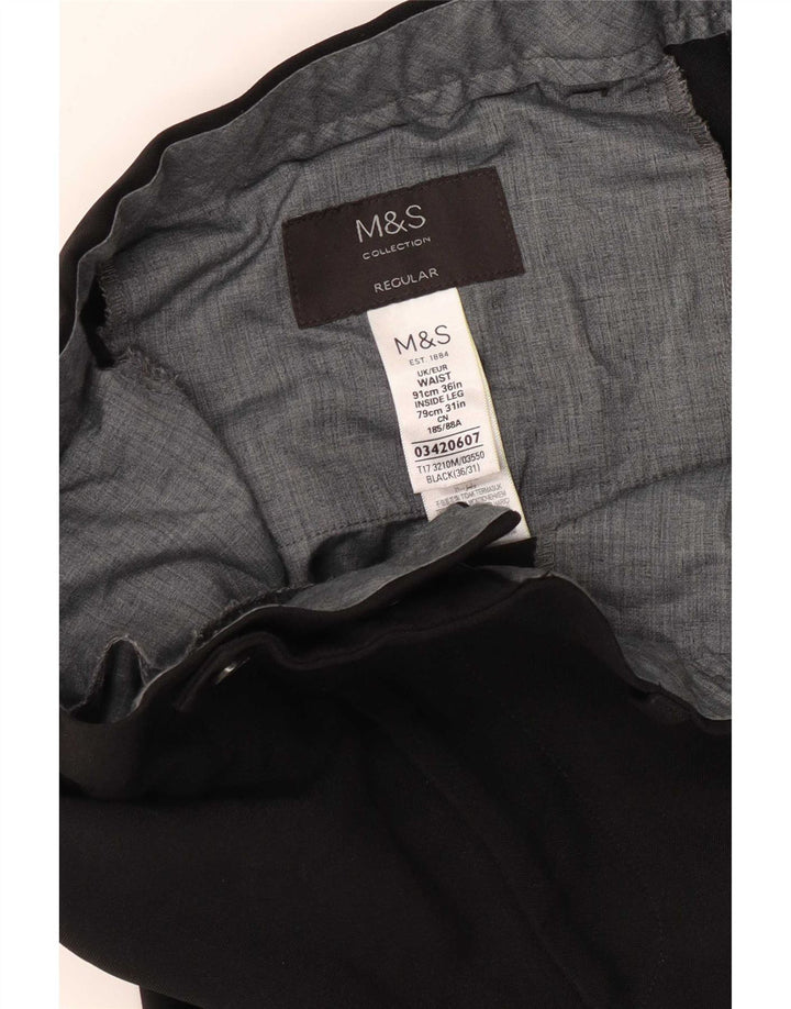 Marks & Spencer Pantaloni de costum obișnuit pentru bărbați L36 L31 Poliester negru