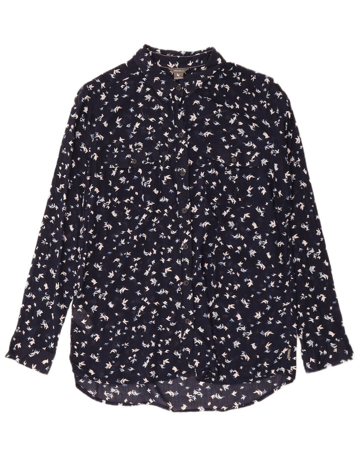 Cămașă pentru femei cu model abstract Eddie Bauer UK 16 mare, bumbac bleumarin