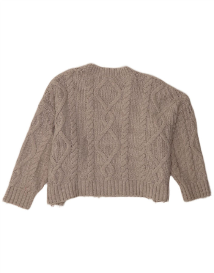 Pulover cu decolteu în V supradimensionat pentru femei Zara UK 14, gri mediu acrilic