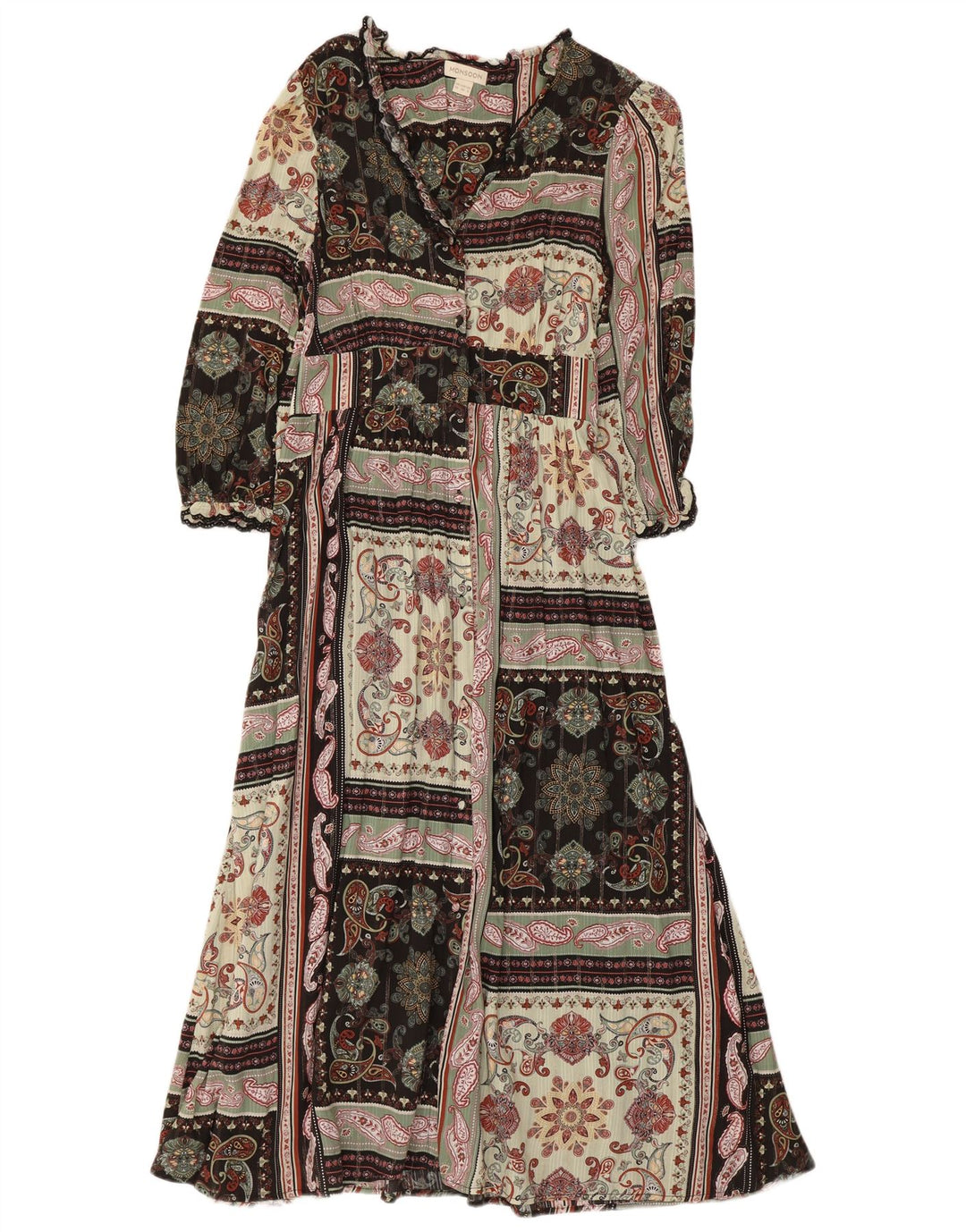 Rochie maxi pentru femei Monsoon cu mâneci 3/4 UK 10, patchwork multicolor mic