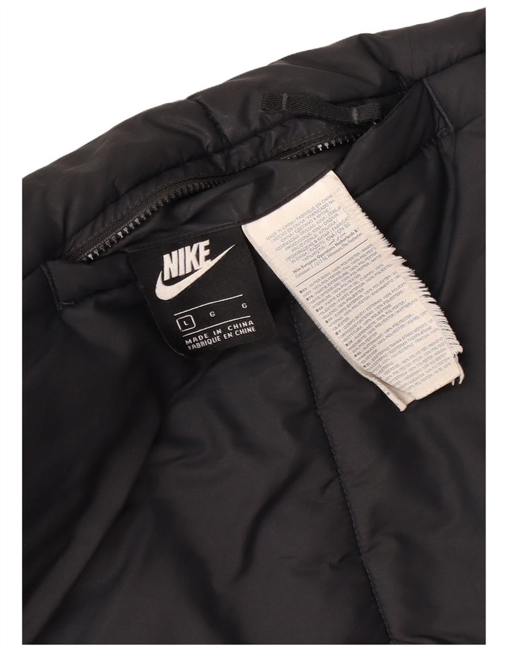 Jachetă căptușită reversibilă cu glugă Nike pentru femei UK 16 Poliester negru mare