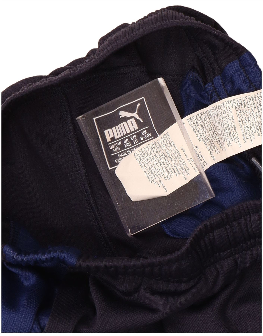 Pantaloni de trening PUMA pentru băieți 9-10 ani, albastru bleumarin, poliester color bloc