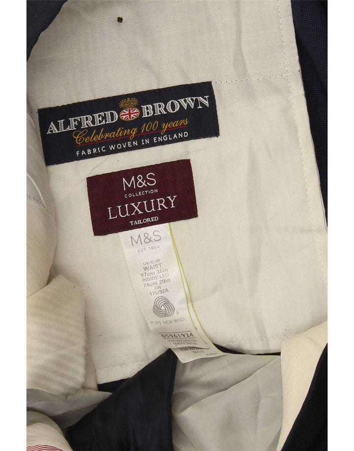 Marks & Spencer Pantaloni drepți pentru bărbați L38 L29 Lână bleumarin