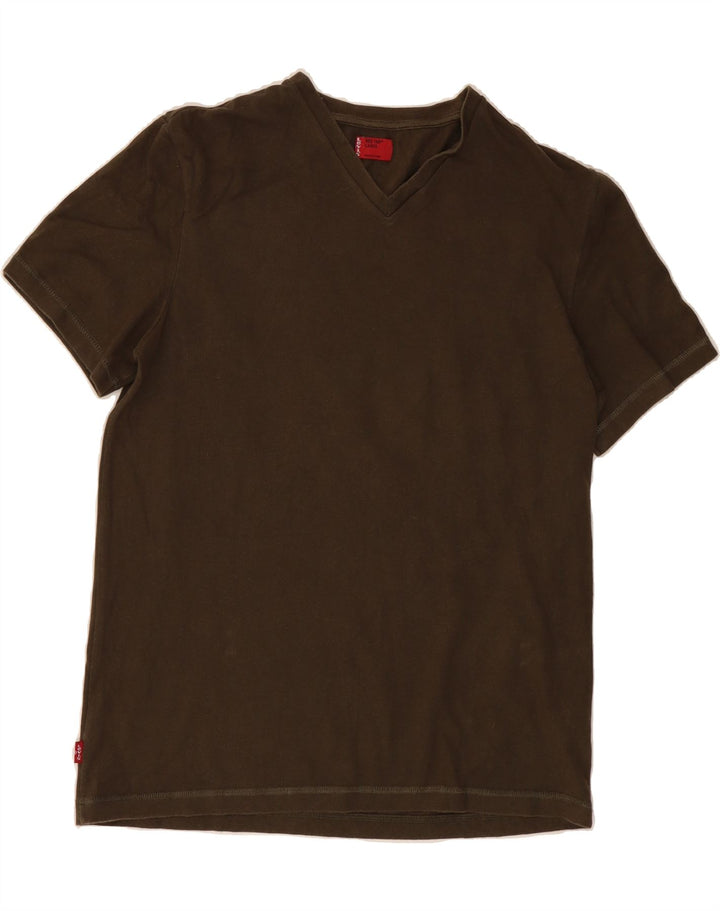 LEVI'S Womens T-Shirt Top UK 16 Large Khaki Cotton Vintage Levi's and Second-Hand Levi's from Messina Hembry 