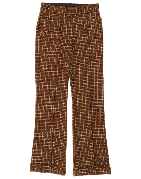 Dkny Pantaloni drepti casual pentru femei US 4 Small W28 L32 Brown Check Wool