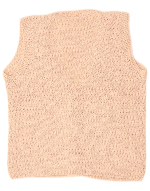 Pulover cardigan fără mâneci pentru femei VINTAGE UK 14 Bej mediu