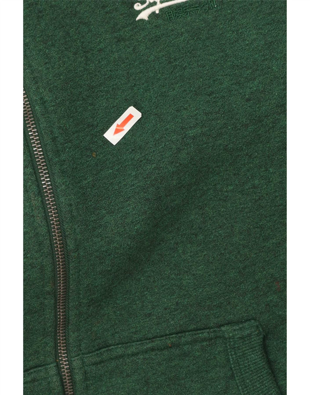 Pulover Superdry pentru bărbați, cu fermoar, bumbac verde mediu