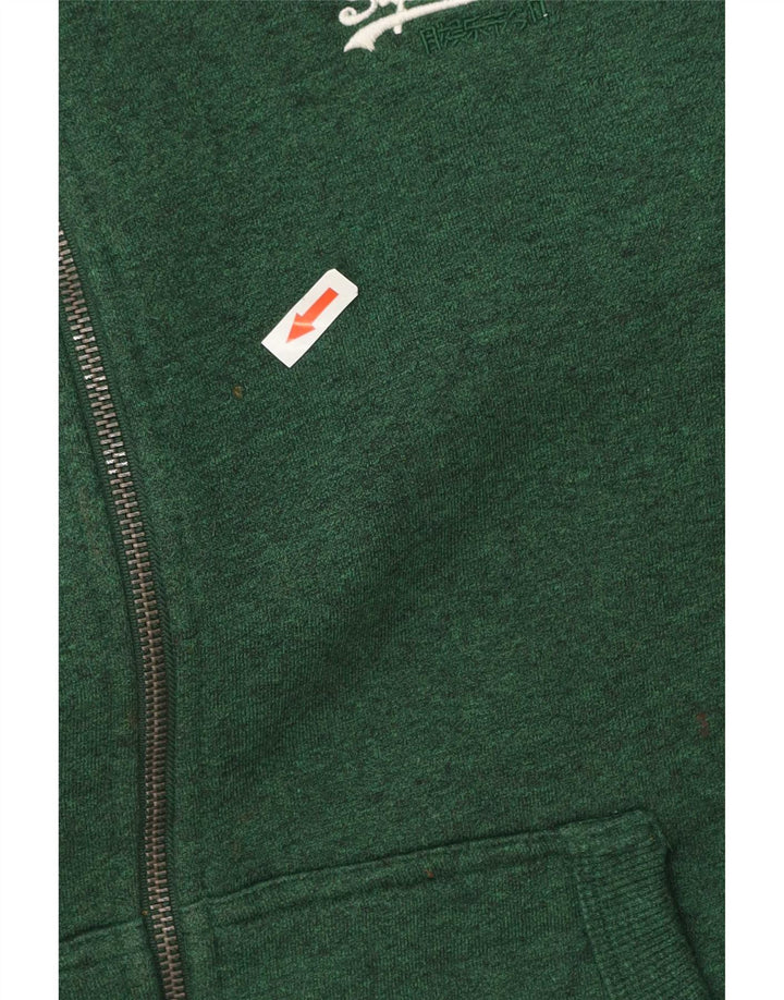 Pulover Superdry pentru bărbați, cu fermoar, bumbac verde mediu