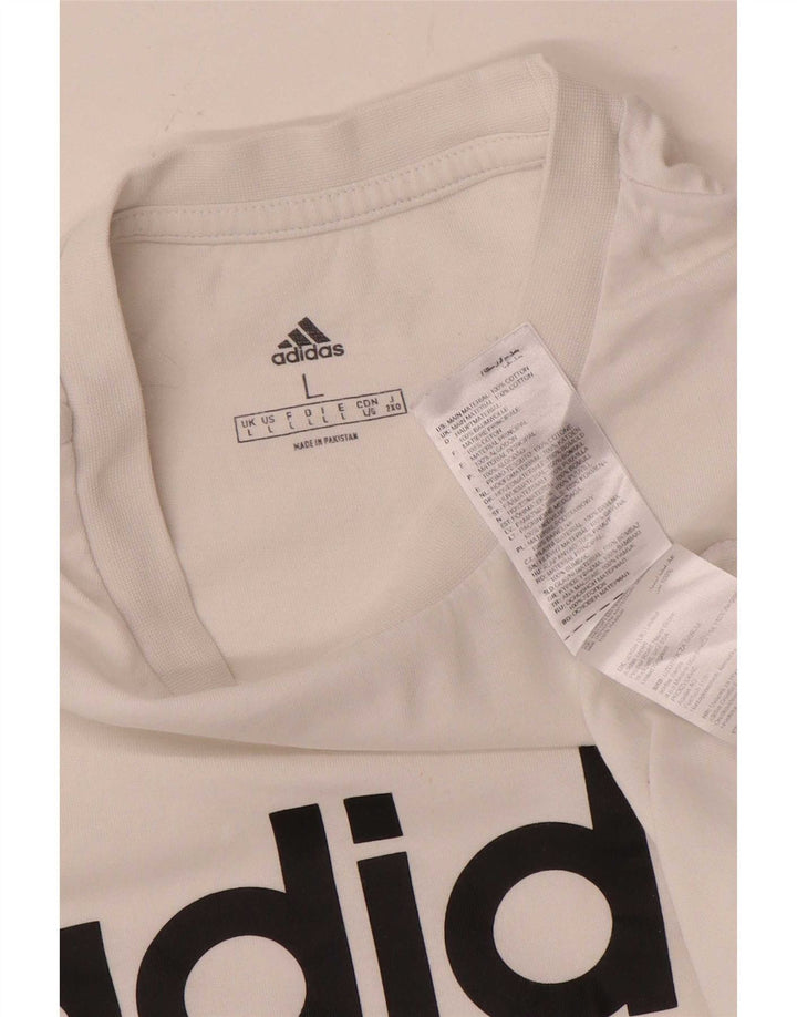 Tricou grafic Adidas pentru bărbați Top mare din bumbac alb