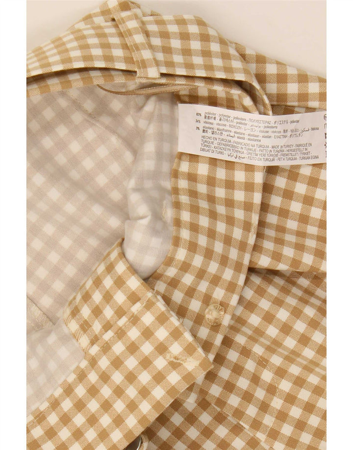 Pantaloni de talie înaltă Zara pentru femei Mici W26 poliester vichy bej