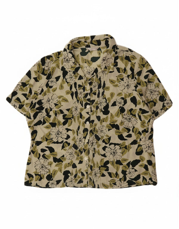 Cămașă cu mânecă scurtă pentru femei EASTEX UK 16, mare, verde, cu flori din poliester