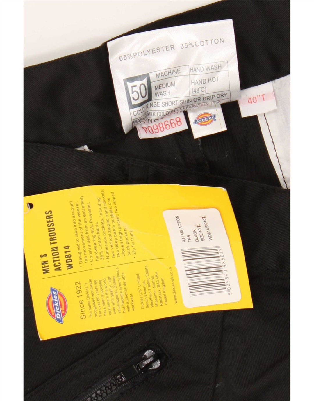 Pantaloni cargo dritti pentru bărbați Dickies W40 L30 poliester negru