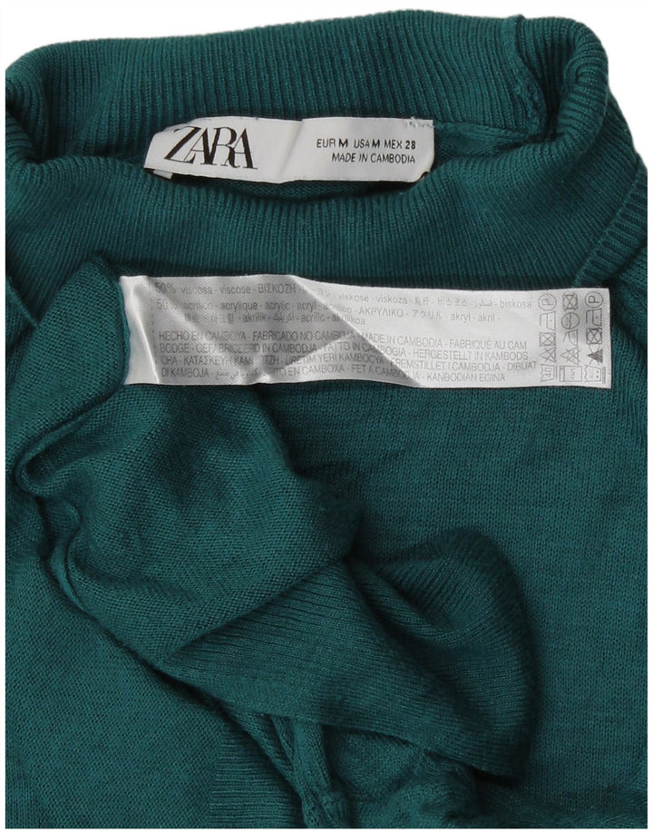 Pulover cu gât țestoasă pentru femei Zara UK 14, viscoză verde medie