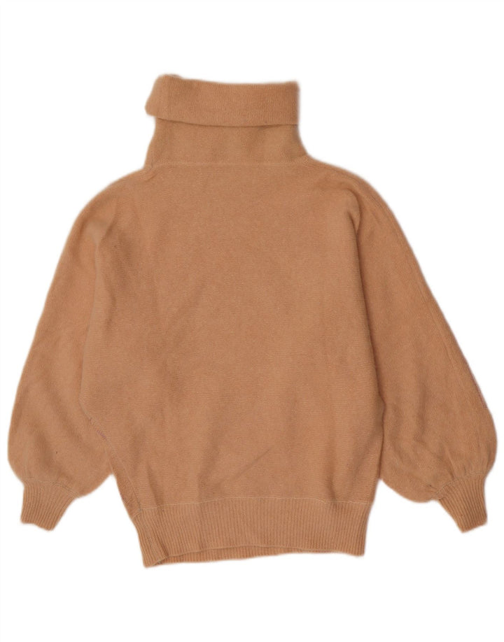 Pulover vintage pentru femei cu gât rulat IT 44 Roz mediu geometric