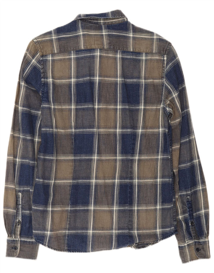 Cămașă de flanel subțire în carouri indigo Wrangler pentru bărbați, cu carouri mici, bleumarin