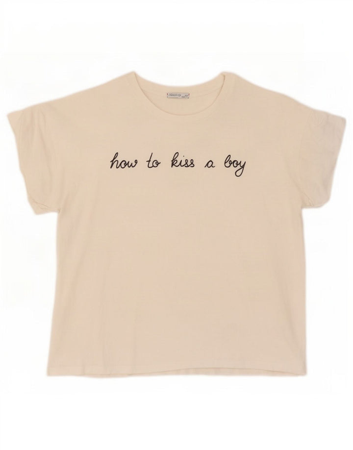 Tricou cu grafic supradimensionat pentru femei Zara UK 10 Small White