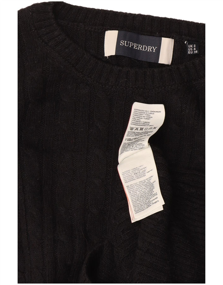 Pulover Superdry pentru femei cu gât de barcă, UK 8, mic, negru, acrilic