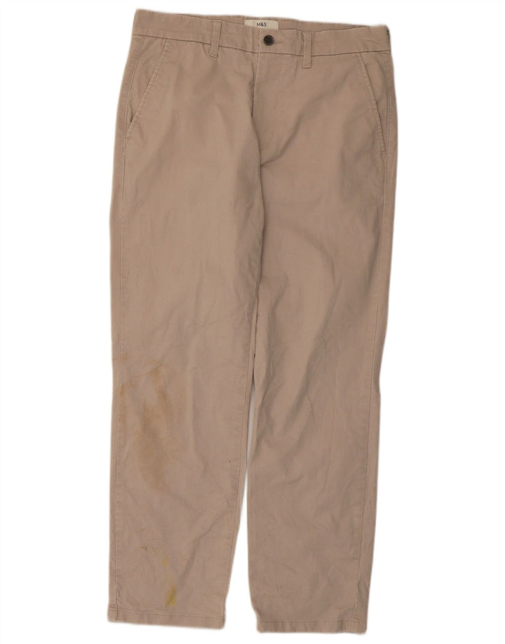 Pantaloni chino pentru bărbați Marks & Spencer, cu ajustare normală, L32 L29, bumbac bej