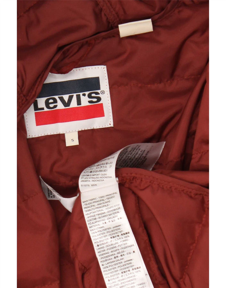 Jachetă căptușită cu glugă Levi's pentru femei UK 10 Poliester roșu mic
