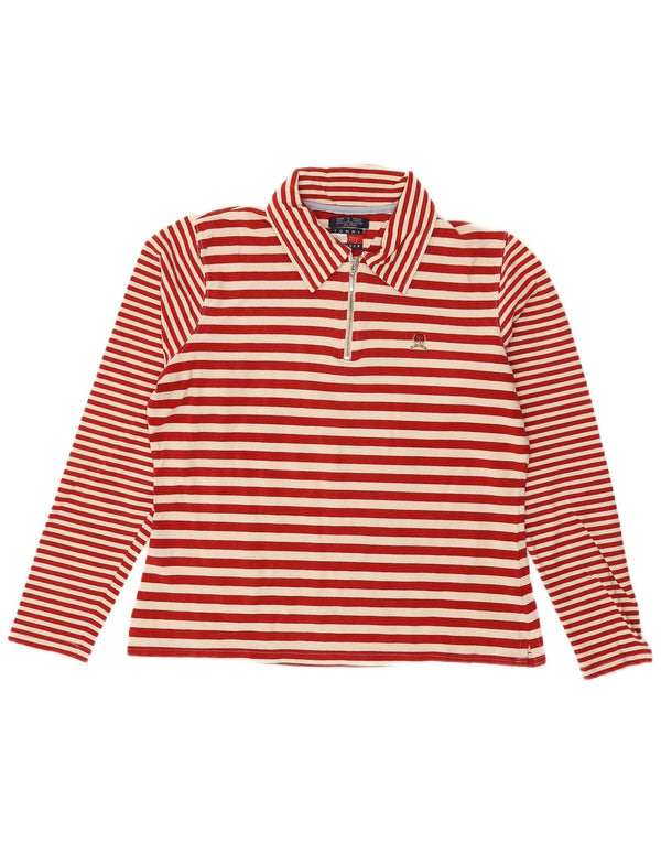 TOMMY HILFIGER Tricou polo cu mânecă lungă pentru femei UK 18 XL, bumbac cu dungi roșii