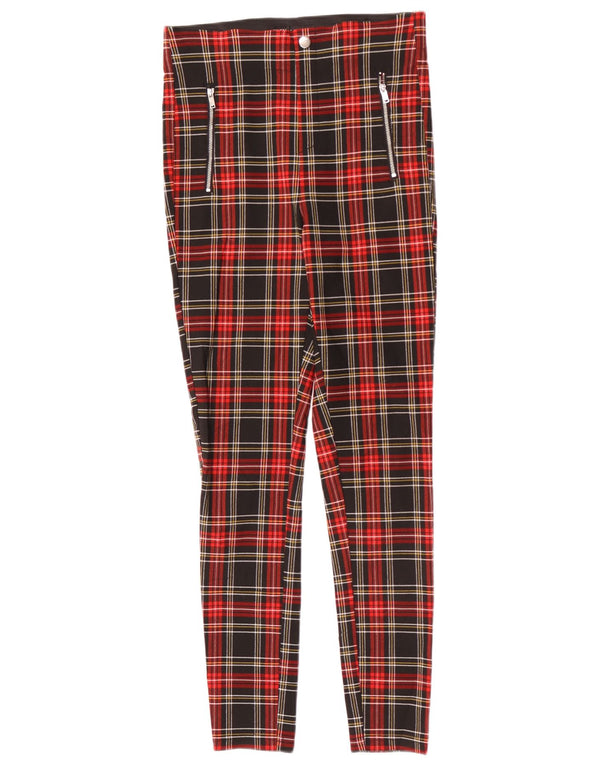 Pantaloni casual skinny pentru femei Zara Mediu L28 L28 Viscoză cu carouri roșii