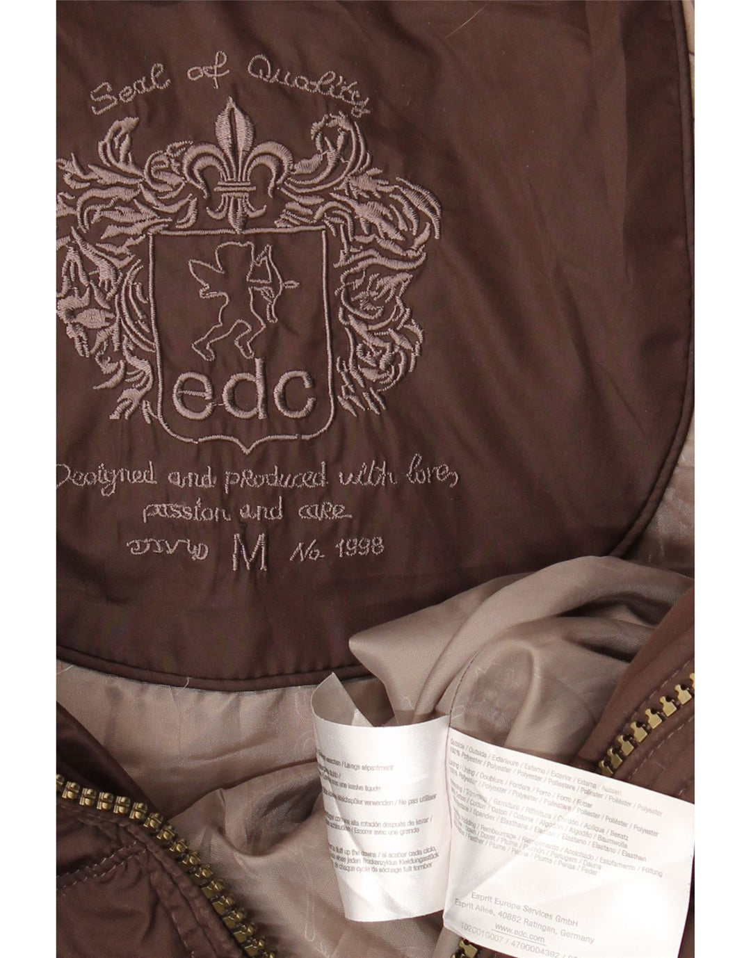 Palton căptușit cu glugă pentru femei EDC UK 14 Poliester maro mediu