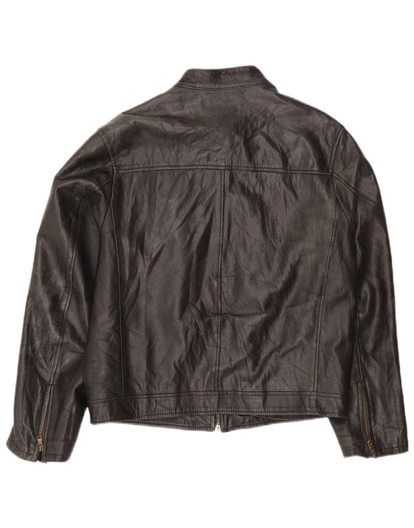 Geaca de piele vintage pentru barbati IT 48 Medium Black Leather