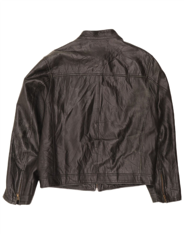 Geaca de piele vintage pentru barbati IT 48 Medium Black Leather