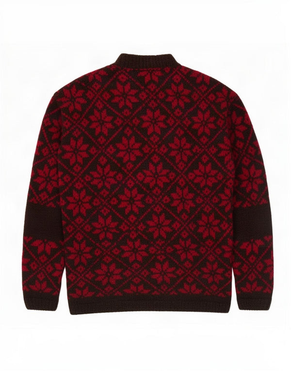 Pulover vintage cu gât țestoasă pentru femei UK 16 Large Red Fair Isle