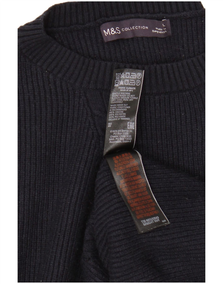Pulover pentru bărbați Marks & Spencer cu gât crew pulover mare, bleumarin, viscoză