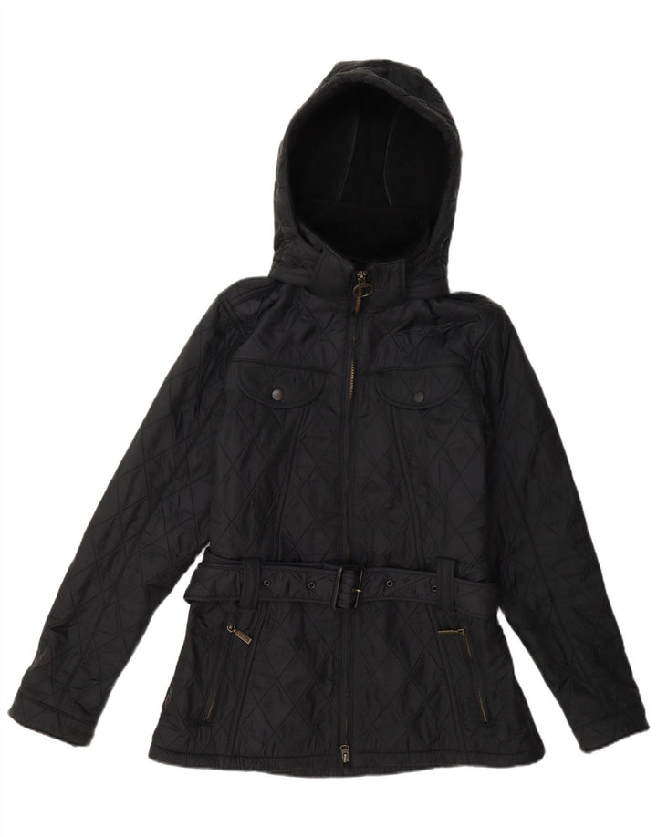 Jachetă matlasată cu glugă Barbour pentru femei UK 12 Poliamidă gri mediu