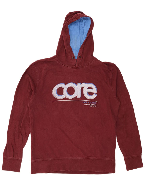 Jack & Jones pentru bărbați. Pulover cu glugă cu grafică XL, bumbac burgundy