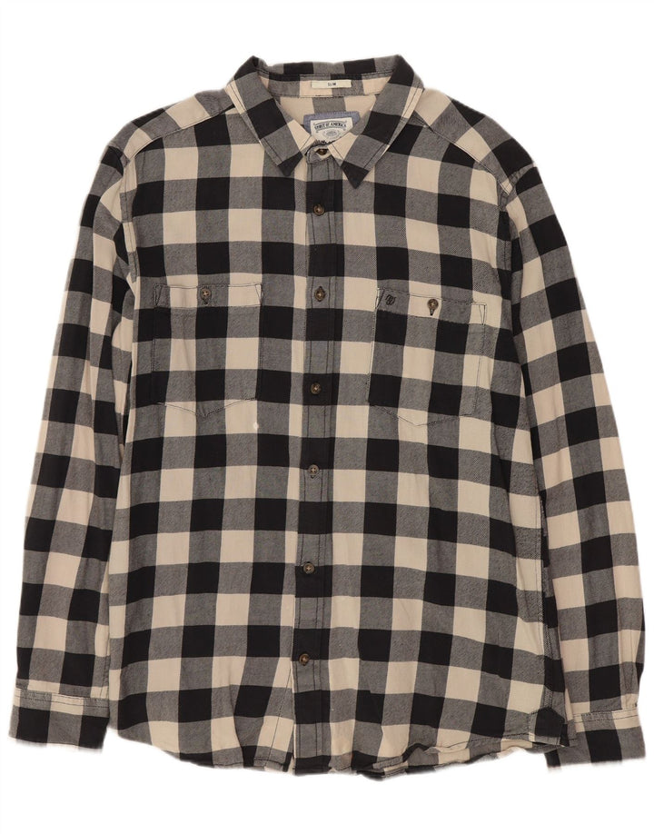Cămașă subțire de flanel pentru bărbați WRANGLER XL, bumbac vichy negru