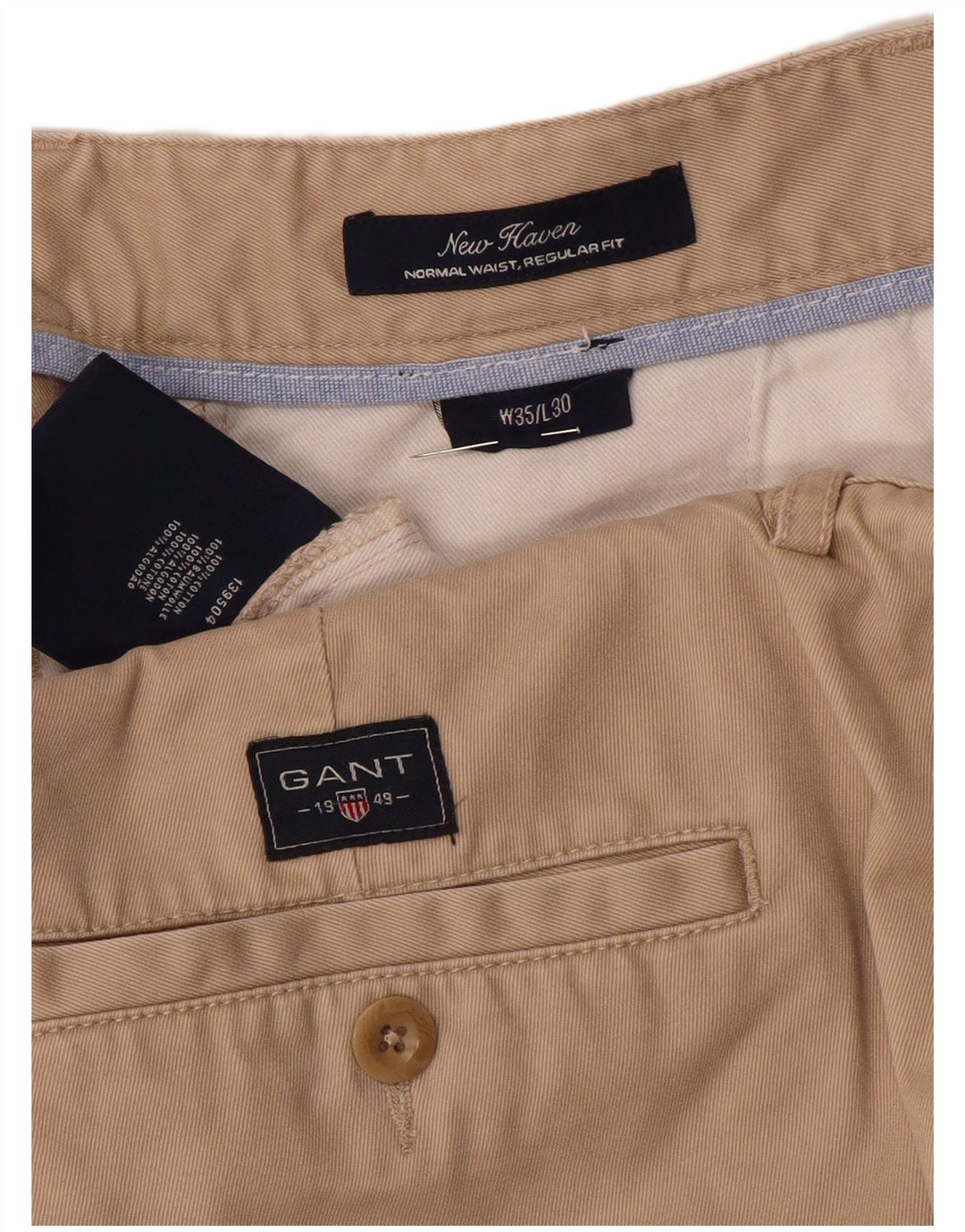 GANT Pantaloni chino drepți pentru bărbați New Haven, cu ajustare normală, L35 L30, bej
