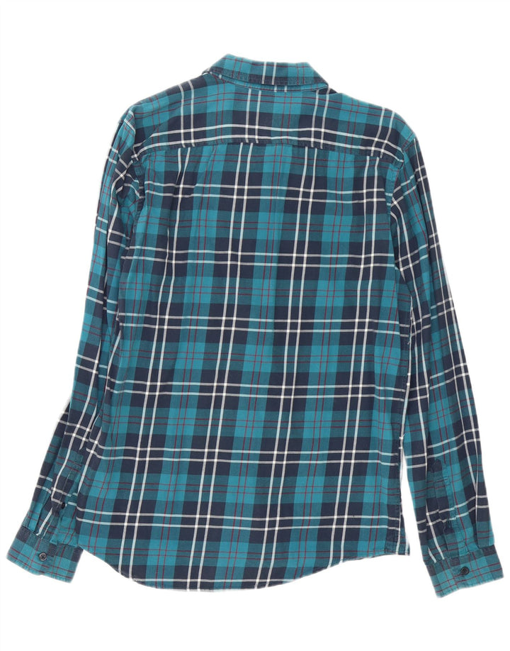 Cămașă de flanel Jack Wills pentru bărbați, din bumbac cu carouri, albastru mediu