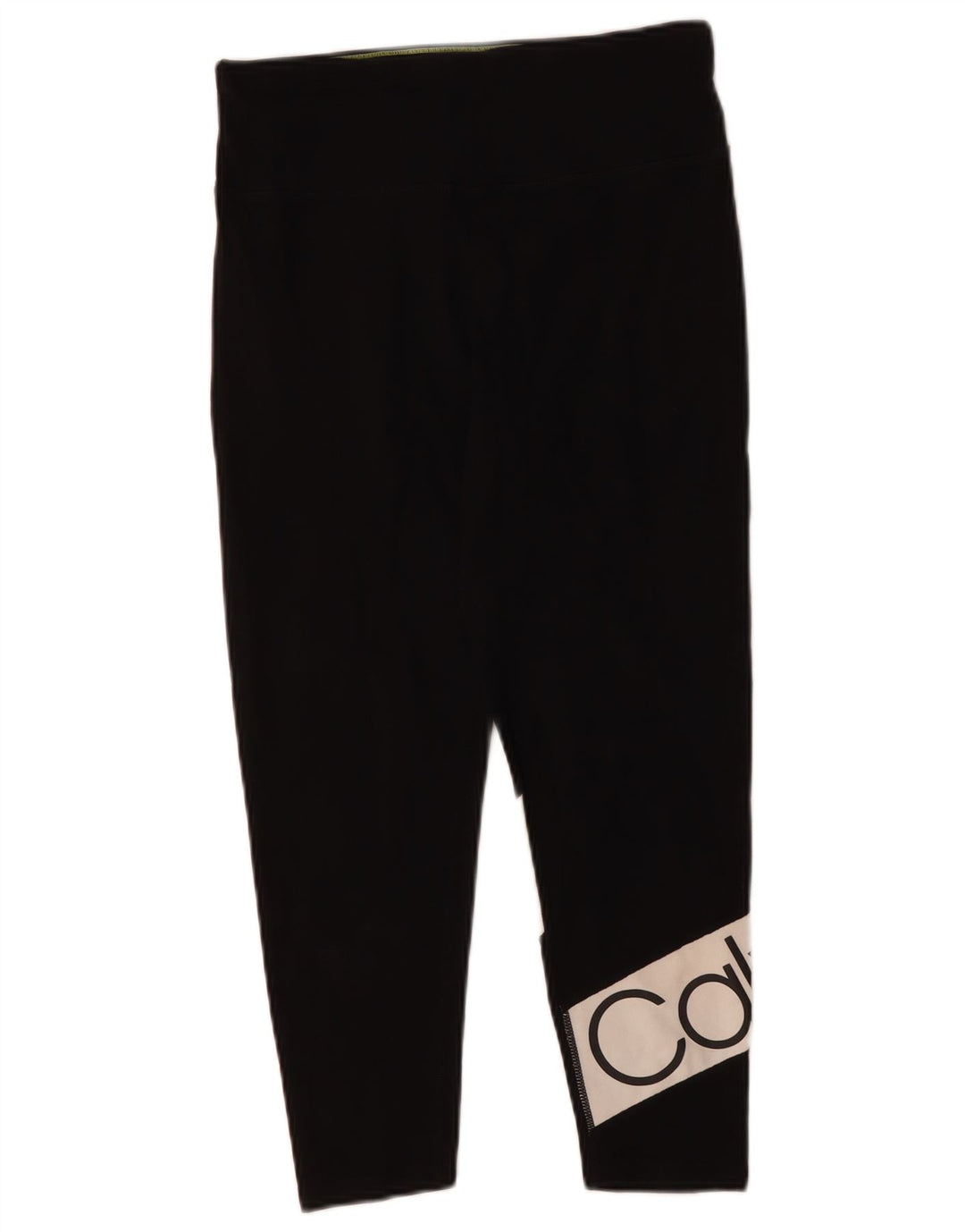 CALVIN KLEIN Leggings grafic Capri pentru femei UK 14, mare, negru, bloc de culoare