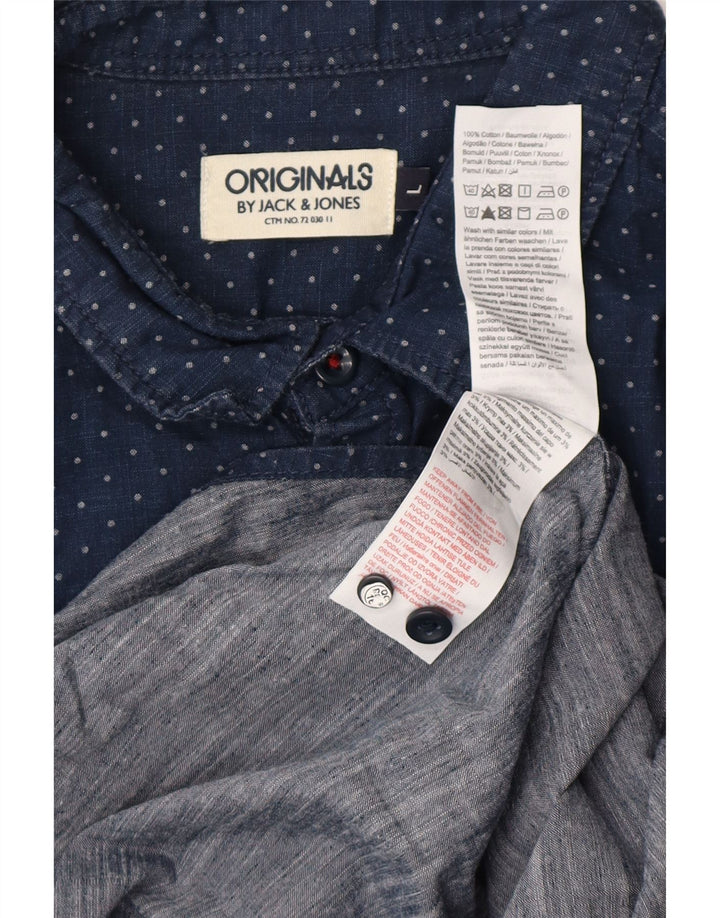 Cămașă pentru bărbați JACK & JONES, mare, albastru, bumbac cu pete
