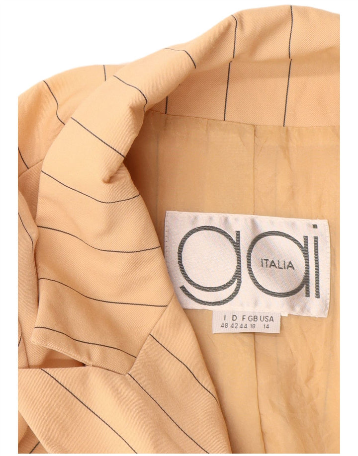 Jachetă pentru femei VINTAGE cu două piepturi, UK 18 XL, bej, cu dungi