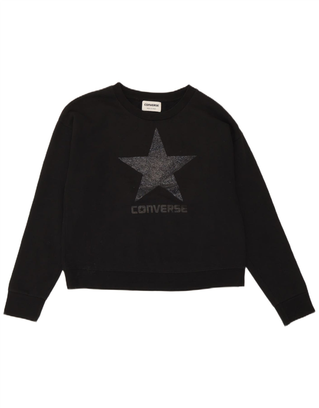 Pulover supradimensionat cu grafic pentru femei Converse UK 10 Small Black