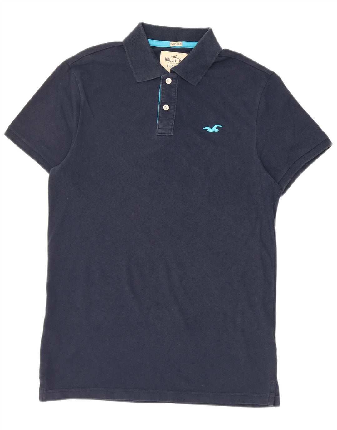 Cămașă polo Hollister Stretch pentru bărbați, bumbac bleumarin mediu