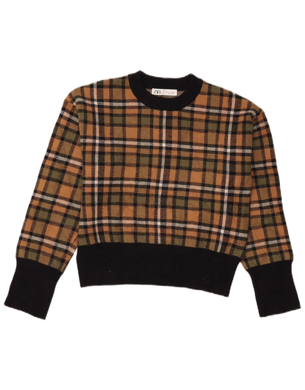 Pulover de damă Zara cu gât de barcă, mic, maro, cu viscoză