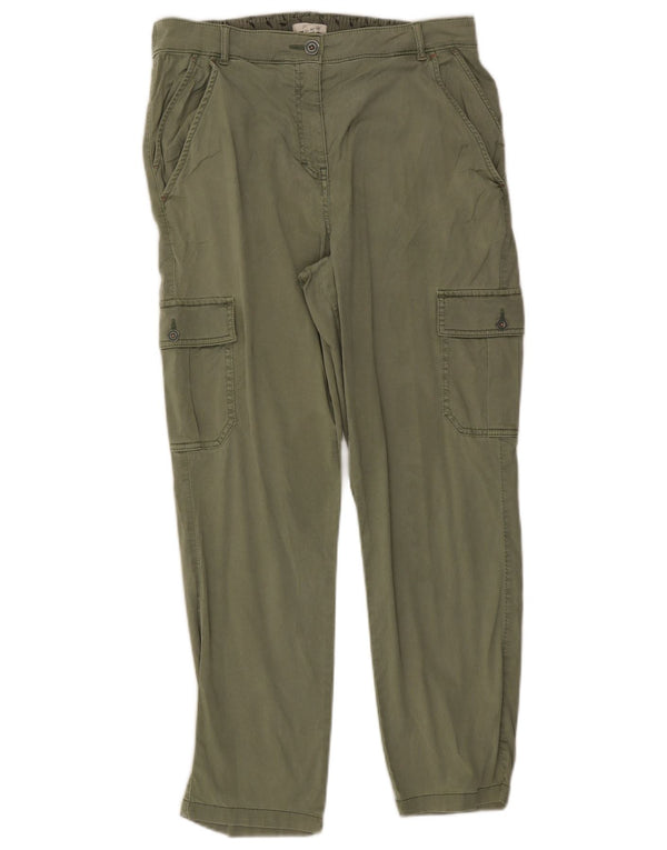 White Stuff Pantaloni cargo drepti pentru femei UK 14 Large W32 L27 Kaki Bumbac